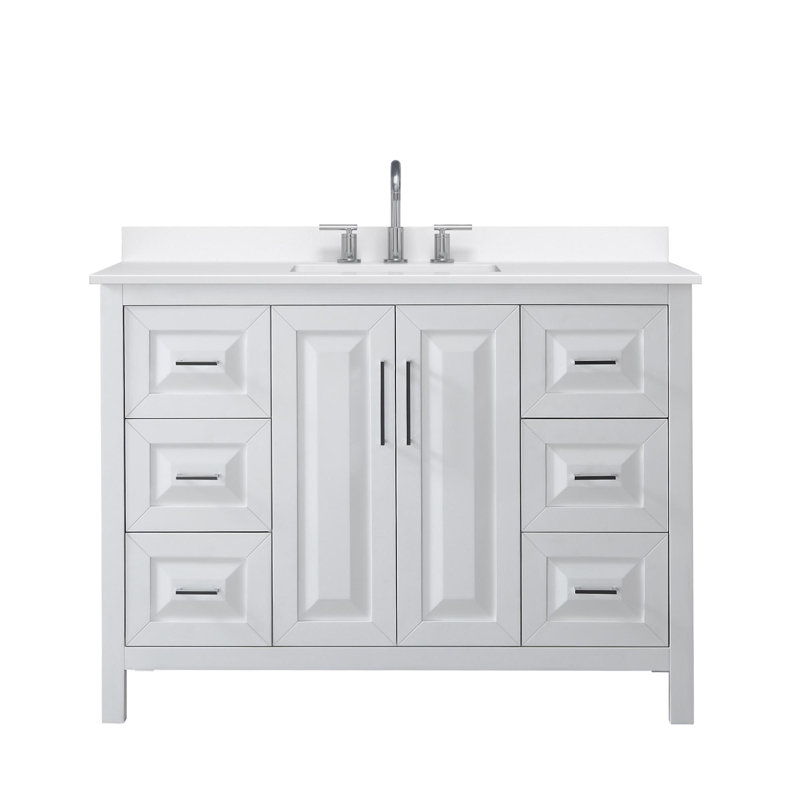 Daria 48'' W Vanity, Giotto Quartz, White, Polished Chrome