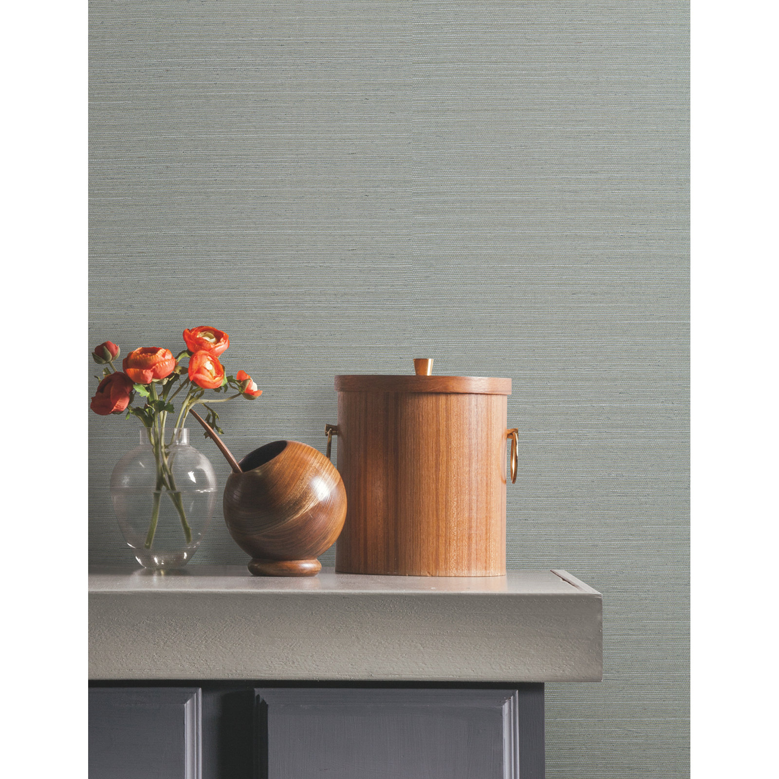 Natural Sisal Peel and Stick Grasscloth Wallpaper, Slate