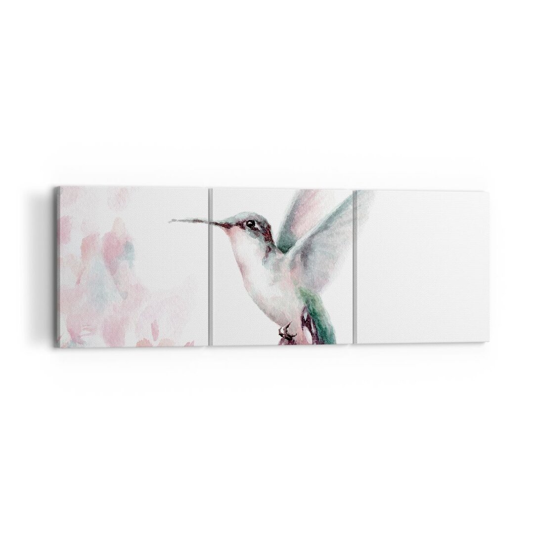 3-tlg. Leinwandbilder-Set Humming-Bird Watercolor Light