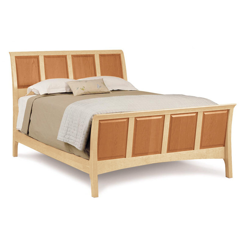 Sarah Solid Wood Sleigh Bed, Cherry/Maple, Twin, 51"
