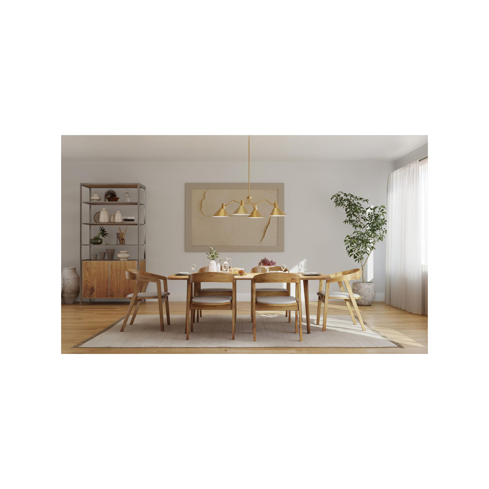 4 - Light Metal Dimmable Chandelier, Brushed Bronze, Gold