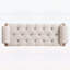 Banc rembourré en bois massif de style Mid-Century avec accoudoirs roulés, repose-pieds capitonné classique pour la chambre et le vestibule, beige-1277687633