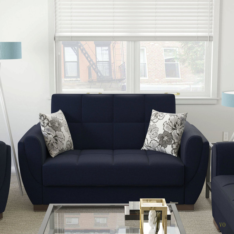 Causeuse convertible en polyester avec rangement Primenest Nimbusflow, Bleu très foncé