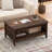 39.5” 2-Tier Coffee Table with Open Shelf Woven Decorations Storage for Living Room Brown-712901639