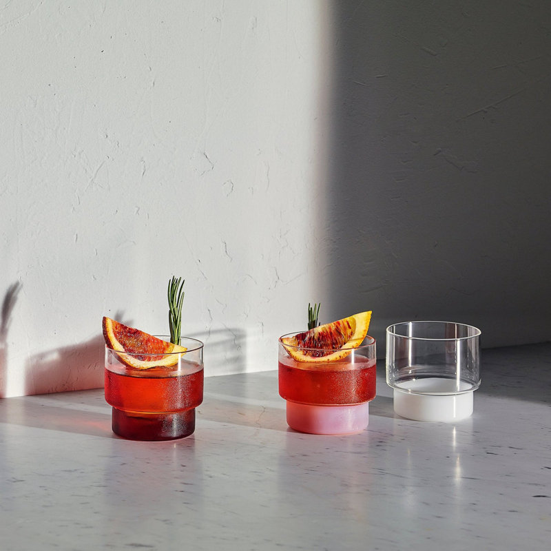 Short Glass (Set of 2), Clear/Gray