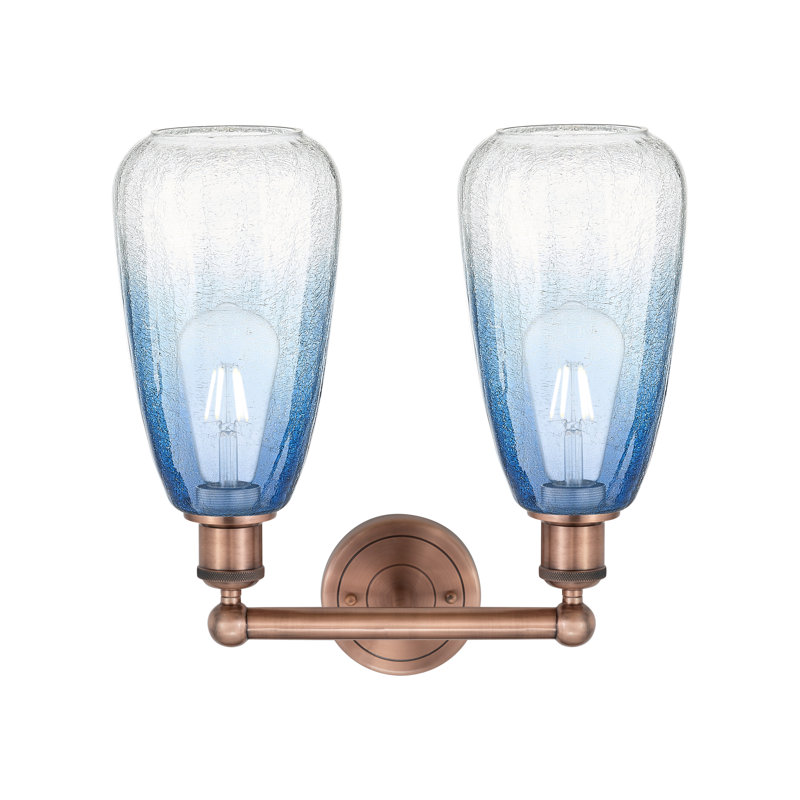 Brookhaven amande - 2 lumières - abat-jour Brookhaven amande - lumière de meuble-lavabo, Bleu / cuivre antique
