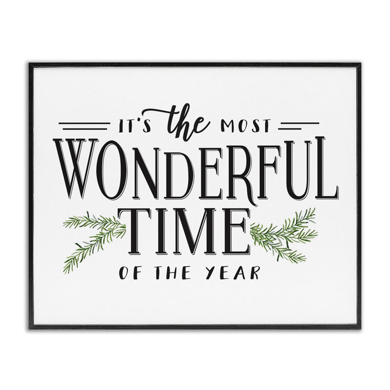 «Most Wonderful Time», art textuel, H 14 po x l 11 po, Giclée encadrée noir minuit