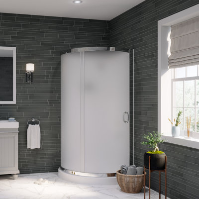 Ensemble de douche ronde encadrée 40 po x 40 po x 77 po avec base incluse