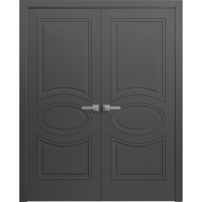 Intérieur de la porte française double Mela 7001 en bois peint noir, 18 po x 96 po
