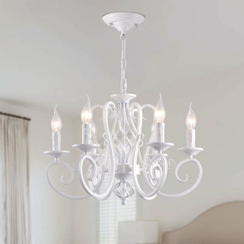Dirksen 6-Light Candle Style Chandelier, White