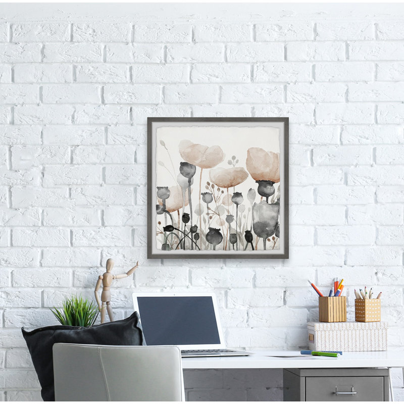 Yellow and Gray Flowers 1 Piece Single Picture Frame Painting, 81cm H x 81cm W x 3.81cm D
