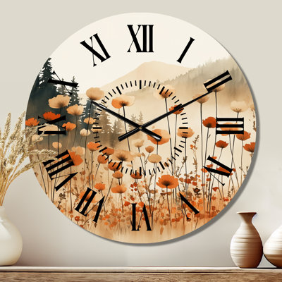 Horloge murale ferme en métal orange Meadow Horizon