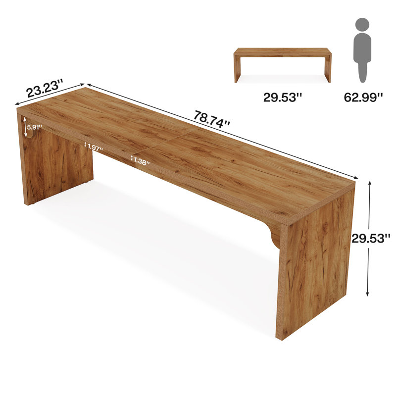 78.7" Long Computer Desk, 2 Person Desk Double Desk, Brown