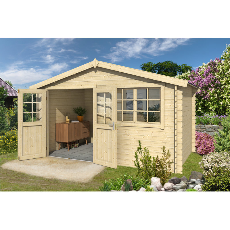 Lasita Axel 230 - 12.5 x 8 Ft. Apex Roof Summerhouse With Single Glazing (28mm), AXEL 230 Natural Wood