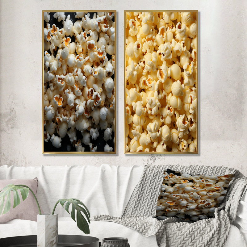Silver Screen Popcorn Elegance I - ensemble de 2 décorations murales Popcorn, Encadrement doré, H 32 po x l 33 po