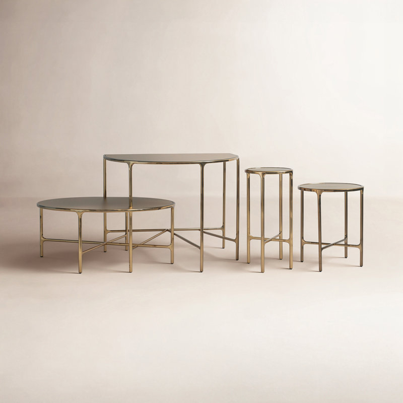 Ensemble de tables basses 4 pièces Evelynn, Transparent, Laiton