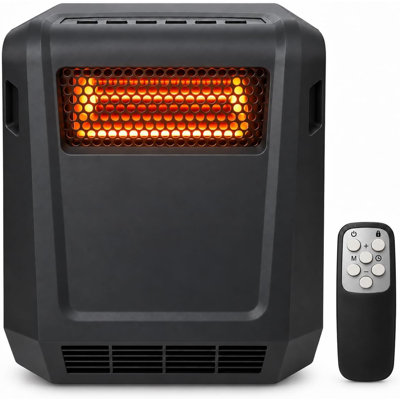 Chauffage d'appoint infrarouge 1500 W avec télécommande et thermostat numérique, portatif pour une utilisation intérieure à domicile.