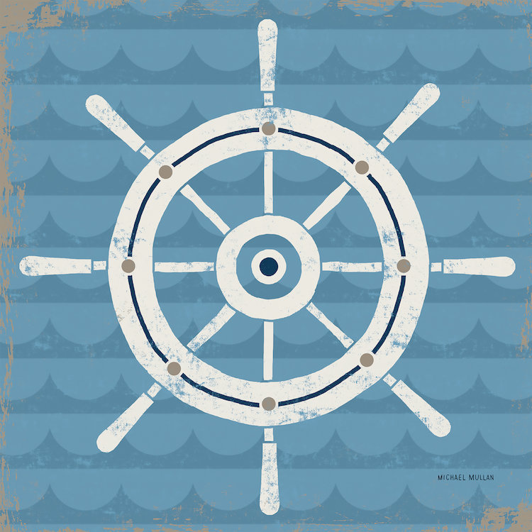 Nautical Helm - impression sur toile tendue, H 12 po x l 12 po x P 0,75 po