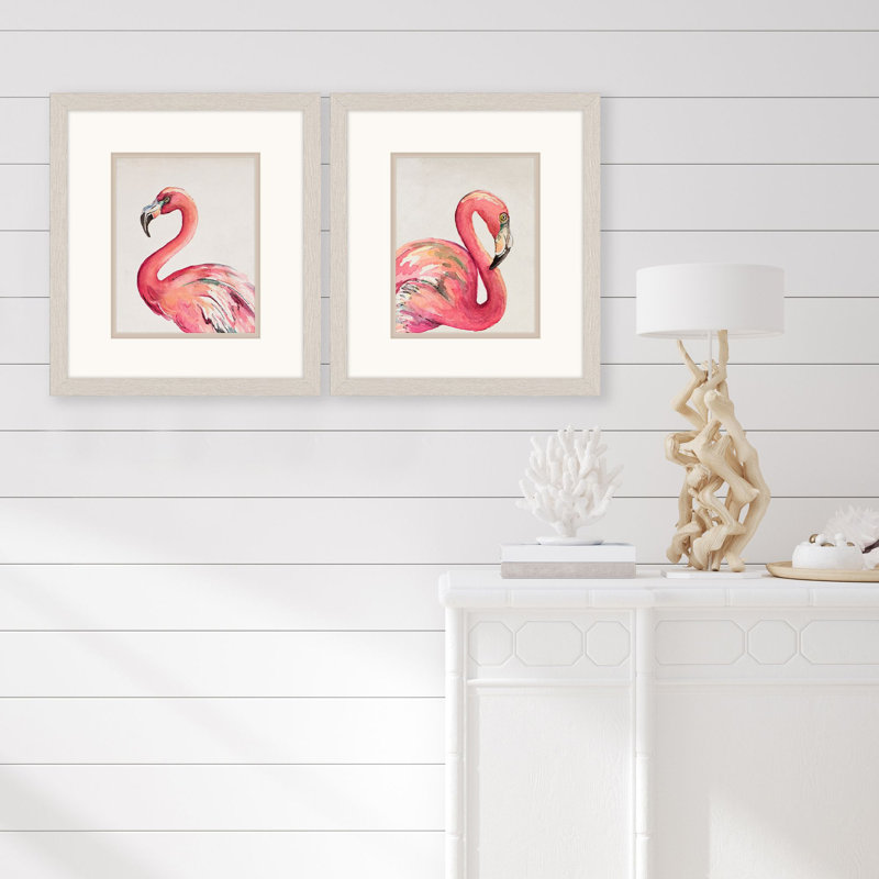 Aquarelle flamant rose S / 2