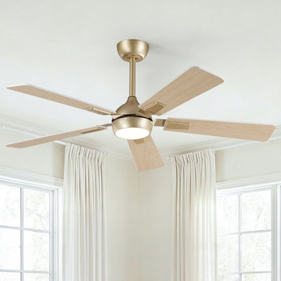 Vaczon 52" Smart Dimmable LED Ceiling Fan with 3CCT Lights, Remote/APP Control, Double-Sided Wood Blades, 6-Speed Reversible DC Motor, Adjustable Height