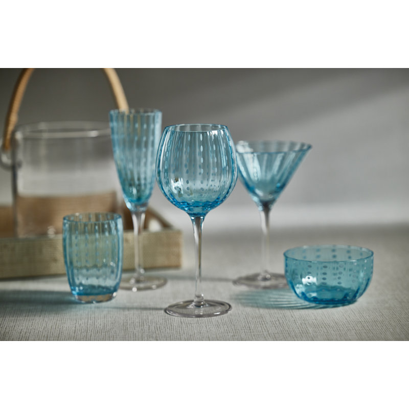 Flûtes à champagne à pois blancs Jamesena, ensemble de 4, Bleu turquoise