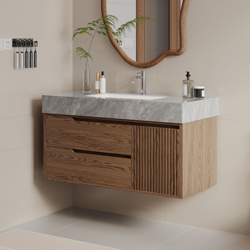 Meuble-lavabo mural 36 po Mid Century Modern