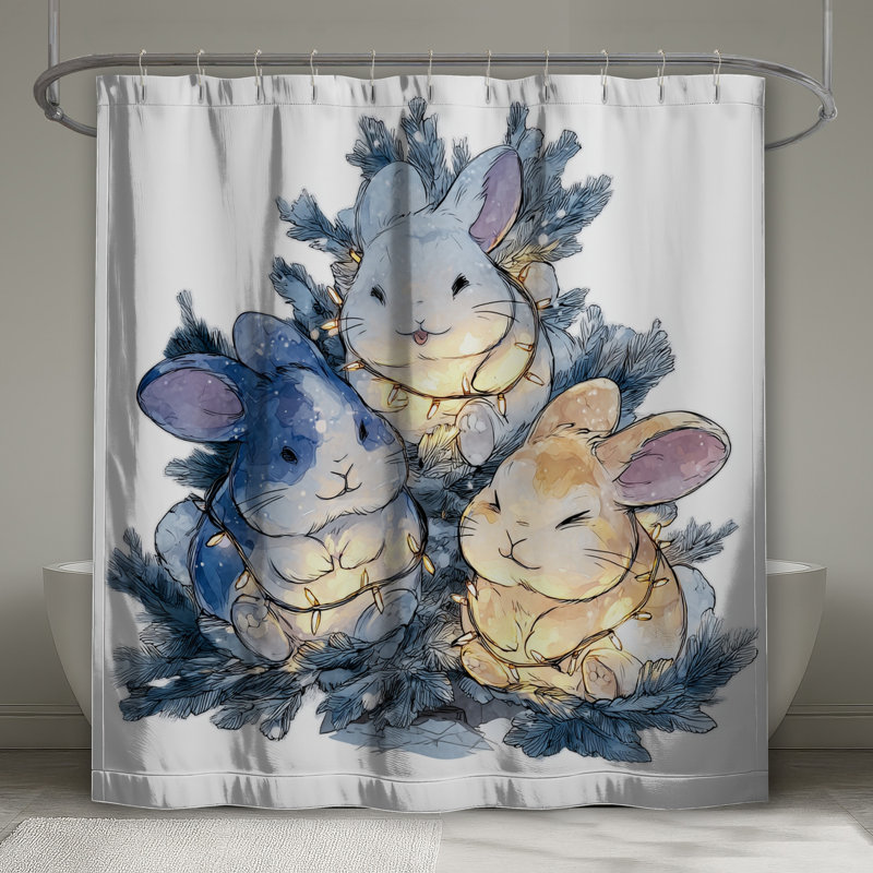 Rideaux de douche Three Cute Bunnies, 70 po l x 72 po H
