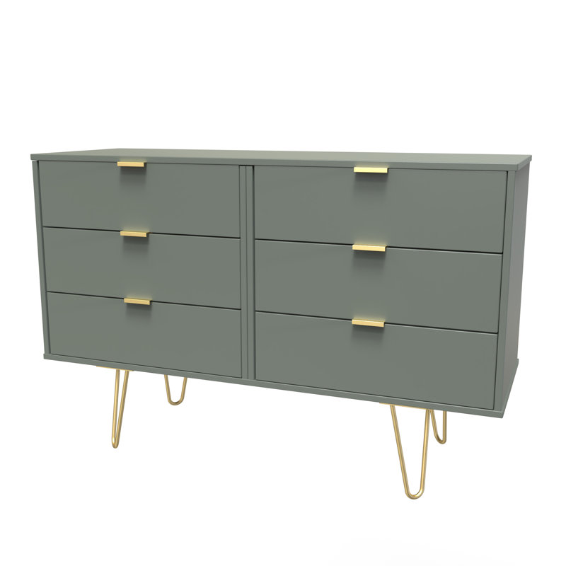 Bisceglia 115cm W 6 - Drawer Chest of Drawers, Green