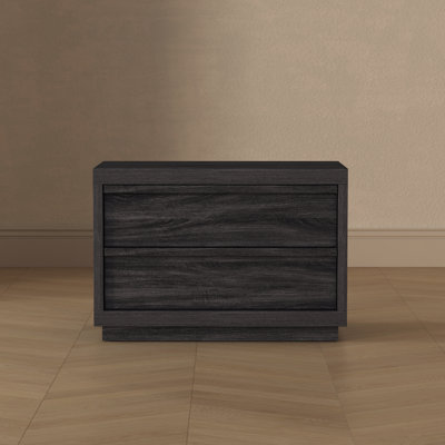 Navis 32" Contemporary 2-Drawer Nightstand in Charcoal Gray