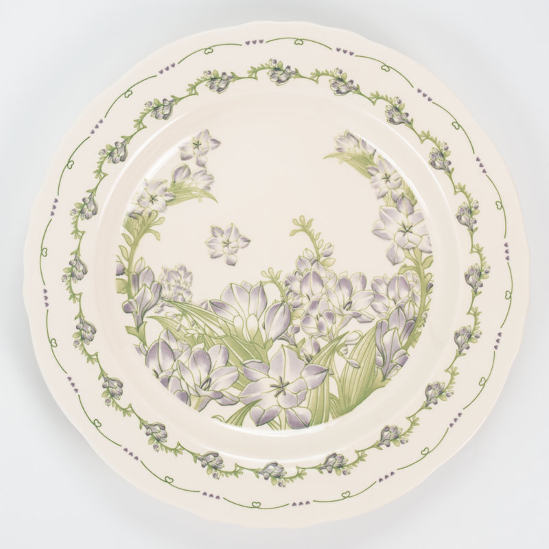 Assiettes plates en céramique à motif festonné 10,4 po Aaleen, ensemble de 4, allant au lave-vaisselle