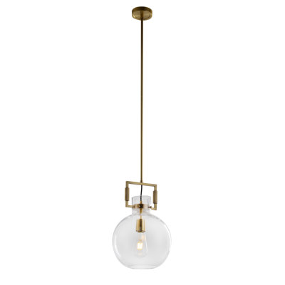 Calahan 1-Light Brass Single Pendant With A Clear Glass Shade