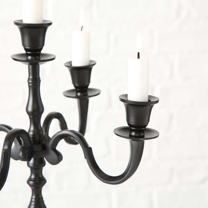 Hampton 15.7'' H Metal Tabletop Candelabra, Black