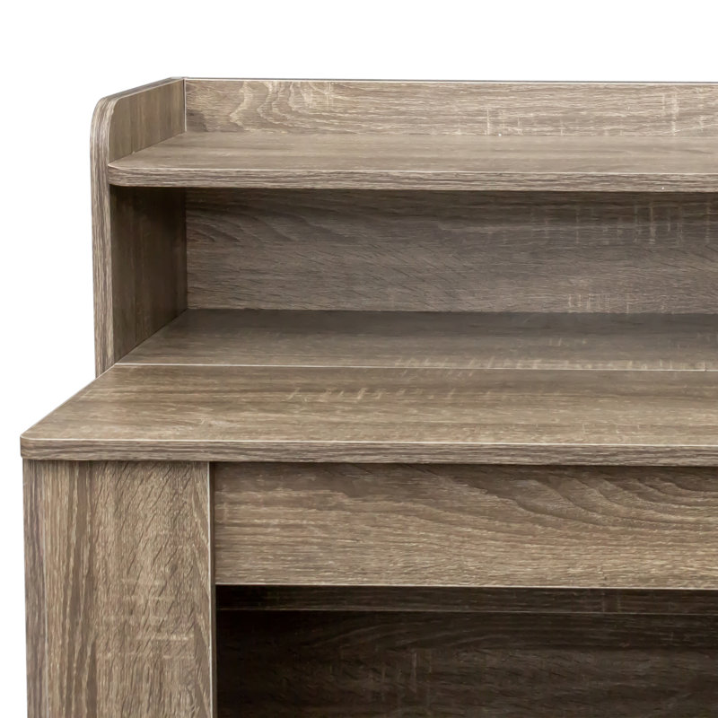 Modern Extendable Dining Table with Built-In Storage, Brown Wood