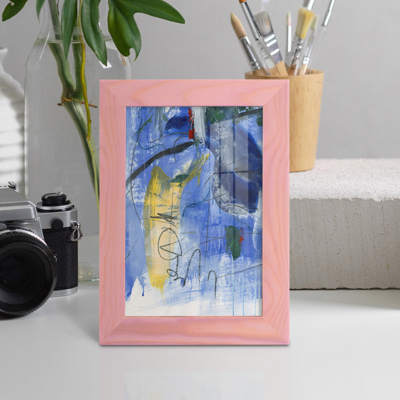 «Gerame Tribal Symbols III», impression encadrée sur papier, H 7 po x l 5 po x P 1 po, Rose