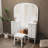 Antique Makeup Vanity Desk With Triple Mirror, 6-Drawer Dressing Table Set Including Stool, Full Length Mirror For Bedroom Dressing Room, White