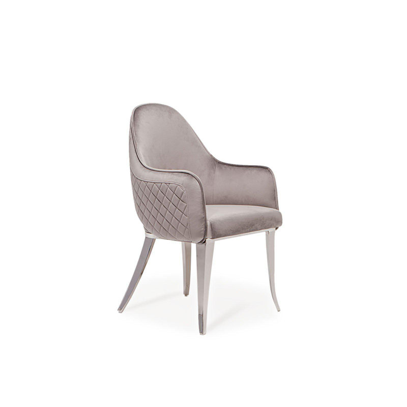 Chaise d'appoint en velours Merriott, Gris, Argent
