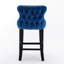 Bouton de velours rembourré (de 4, bleu). Pieds en bois, garniture cloutée. Mobilier de salle à manger. Coussin à ressorts confortable. Et résistant. 37 po de hauteur, 19 po de largeur, 22 po de profondeur. American Style. Mousse de remplissage 4-2032607277-2032607278