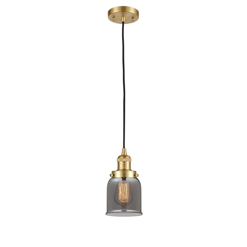 Saenz 1 - Light Single Pendant, Plated Smoked, 6 Watt Vinage LED Bulb, Antique Brass