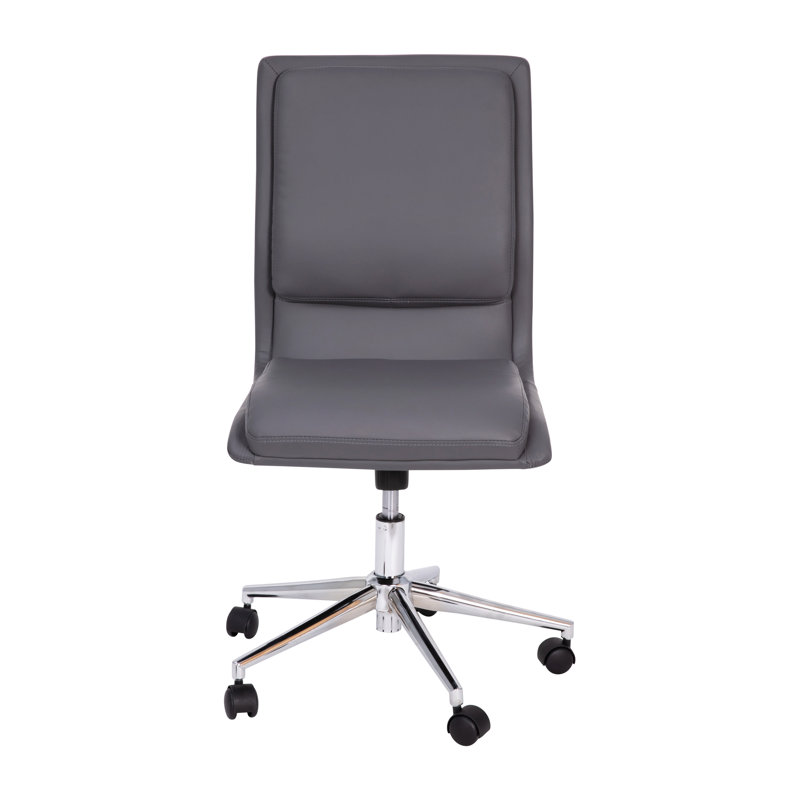 Mid-Back Armless Office Task Chair with Metal 5-Star Base, White