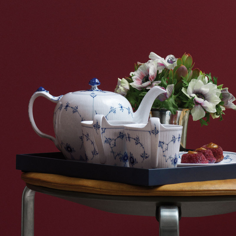 Blue Fluted Plain Royal Copenhagen 33.814oz Teapot