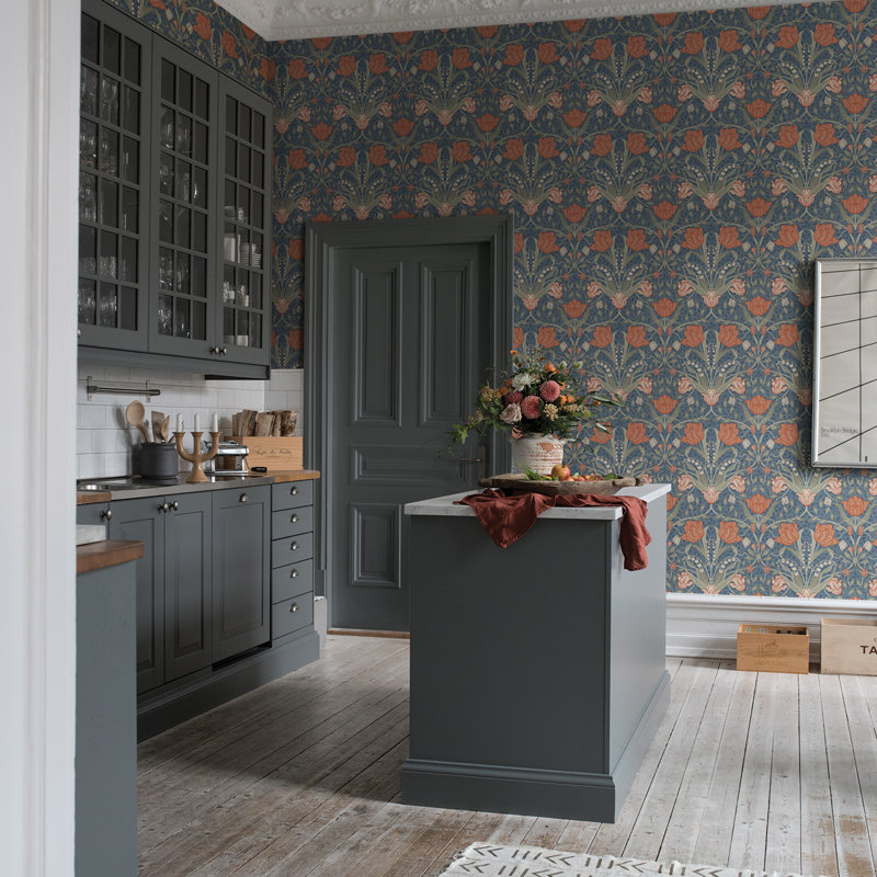 Bryanna 10.05m x 53cm Matte Wallpaper Roll, Dark Blue