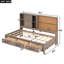 Lit de jour simple avec tablettes de rangement, planche de liège, ports USB et 3 tiroirs-2075567786