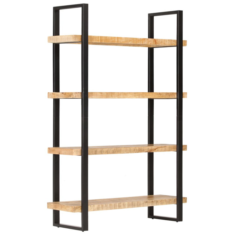 Bibliothèque à 4 niveaux en bois de manguier brut, H 70,87 po x l 47,24 po x P 15,75 po