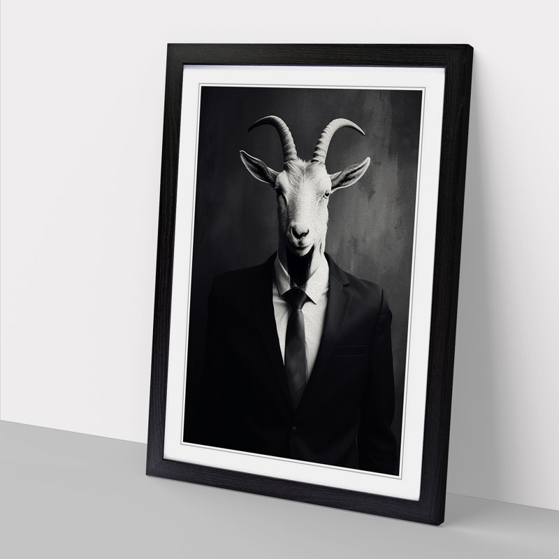 Goat Minimalism No.2 - Single Picture Frame Print on Wood