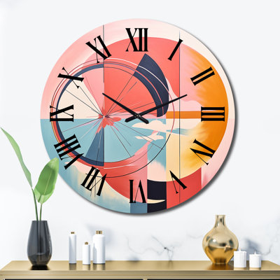 Horloge murale abstraite Mid-Century