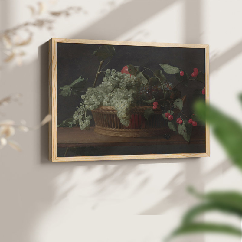 Motif floral rétro - CXVII - reproduction encadrée, H 11 po x l 14 po, Naturel