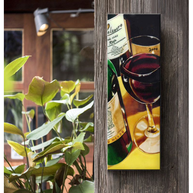 6x16" Vertical Wine Bottle Ceramic Art Tile Wall Décor