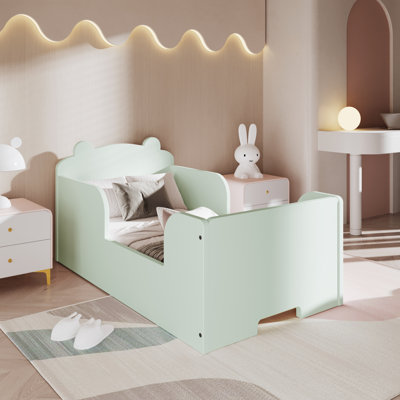 Lit de sol en forme d'ours pour tout-petit en bois massif