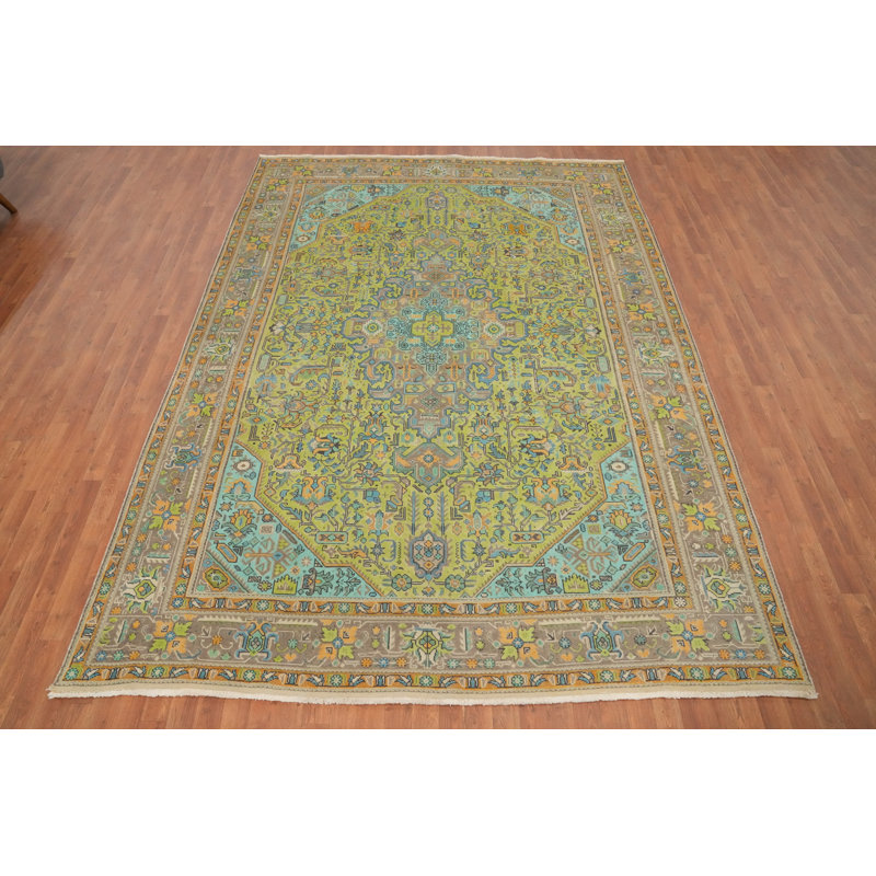 Handmade Wool Green Traditional Area Rug 8x11
