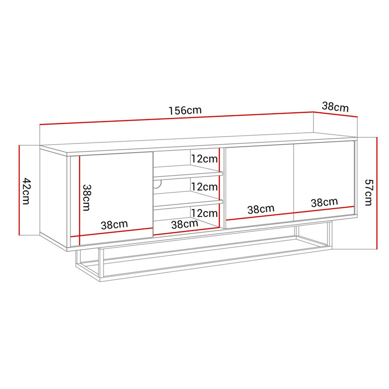 Aimur Unfinished TV Stand for TVs up to 65, White/Black